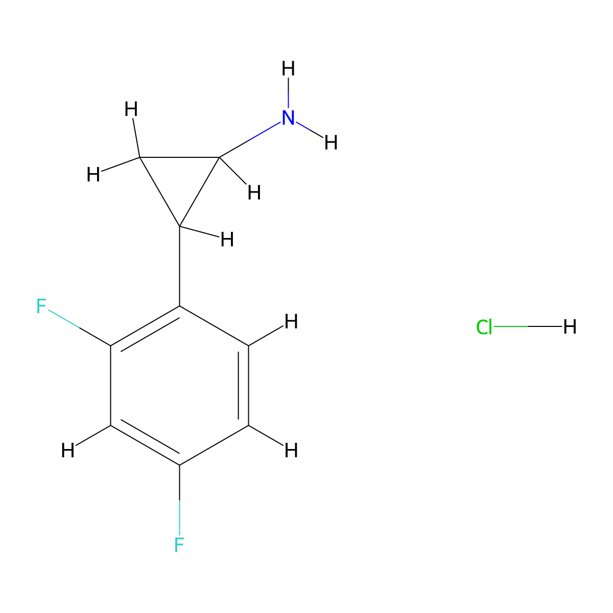 2-(2,4-Difluorophenyl)cyclopropan-1-amine hydrochloride molecular structure, CAS 1306605-98-0