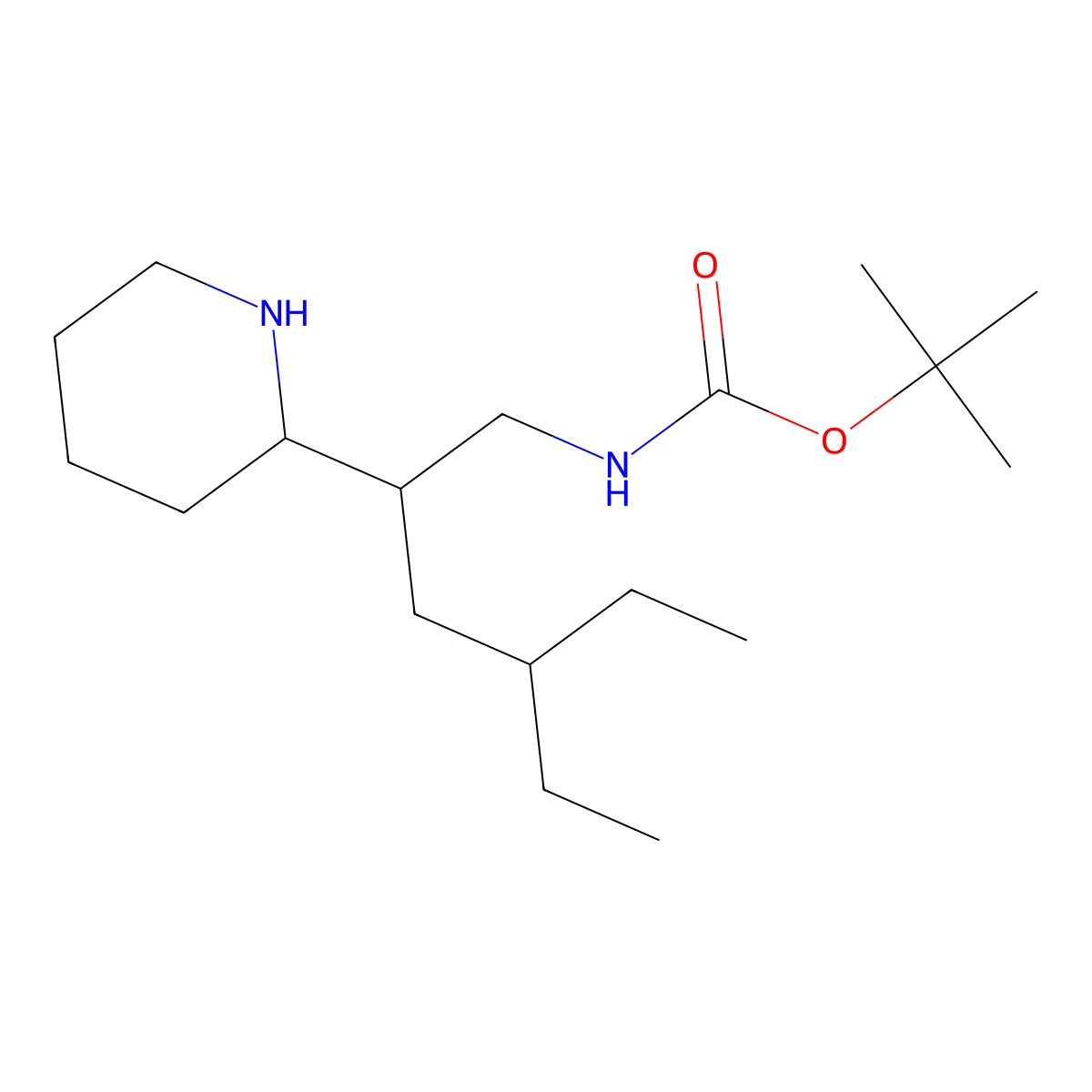 tert-butyl N-[4-ethyl-2-(piperidin-2-yl)hexyl]carbamate molecular structure, CAS 1306606-02-9