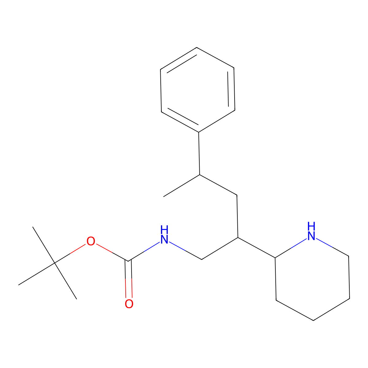 tert-butyl N-[4-phenyl-2-(piperidin-2-yl)pentyl]carbamate molecular structure, CAS 1306606-09-6