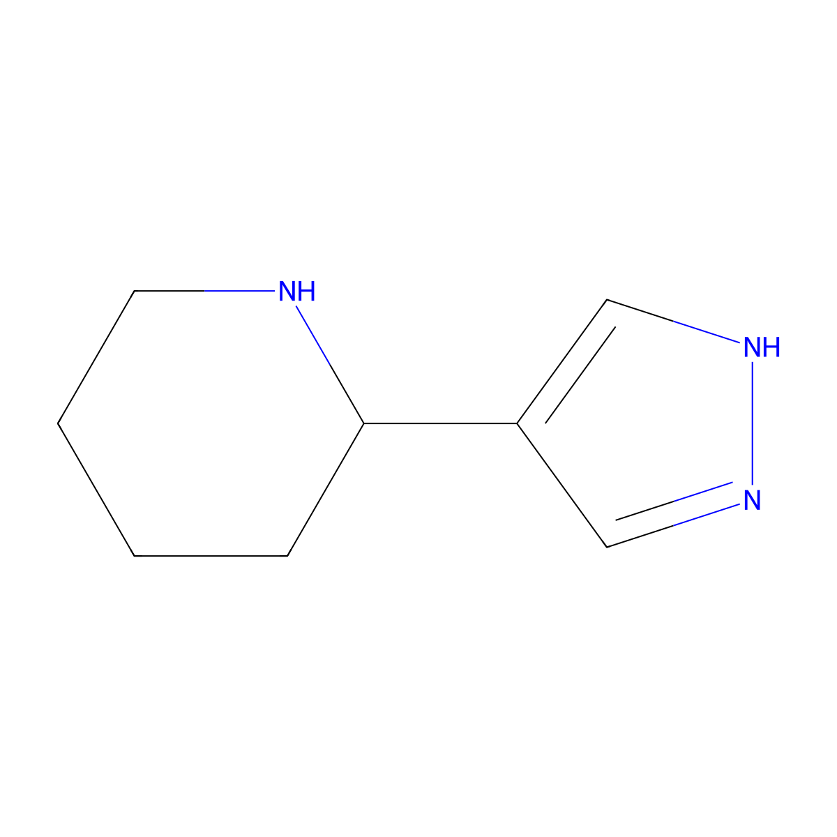 2-(1H-pyrazol-4-yl)piperidine molecular structure, CAS 1306606-12-1