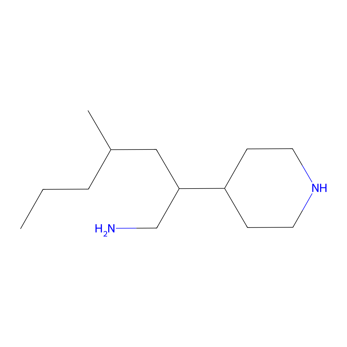 4-Methyl-2-(piperidin-4-yl)heptan-1-amine molecular structure, CAS 1306606-18-7