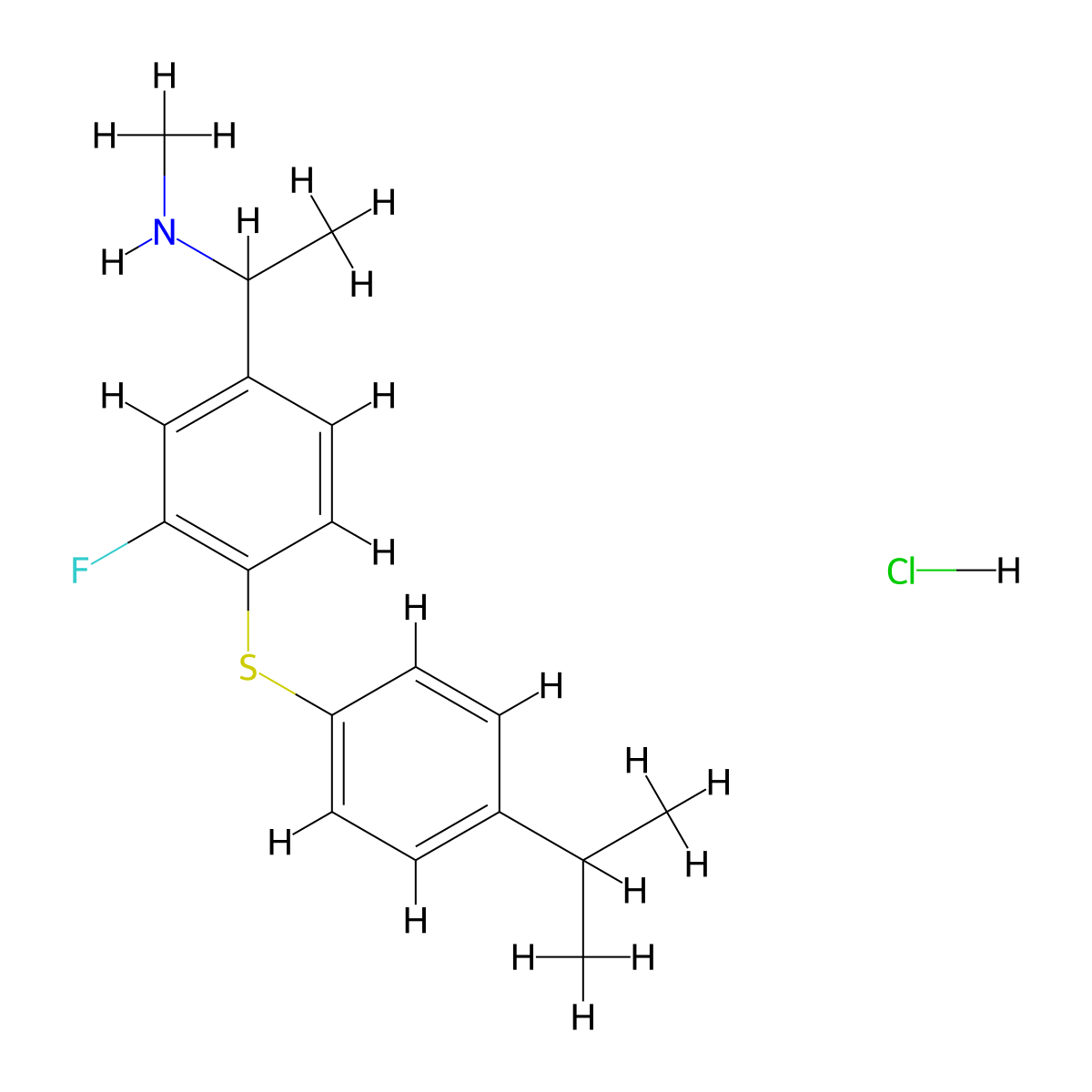 [1-(3-Fluoro-4-{[4-(propan-2-yl)phenyl]sulfanyl}phenyl)ethyl](methyl)amine hydrochloride molecular structure, CAS 1306606-19-8