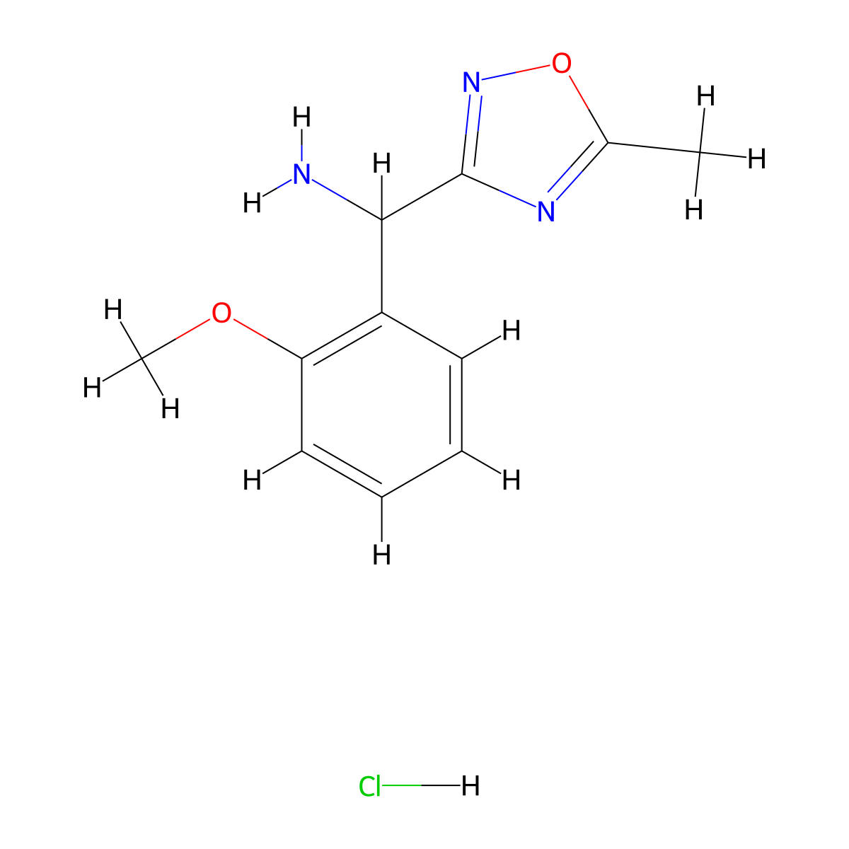 (2-Methoxyphenyl)(5-methyl-1,2,4-oxadiazol-3-yl)methanamine hydrochloride molecular structure, CAS 1306606-21-2