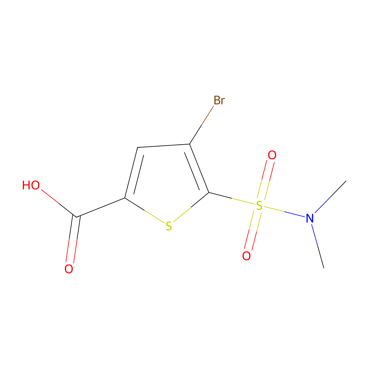 4-Bromo-5-(dimethylsulfamoyl)thiophene-2-carboxylic acid molecular structure, CAS 1306606-24-5