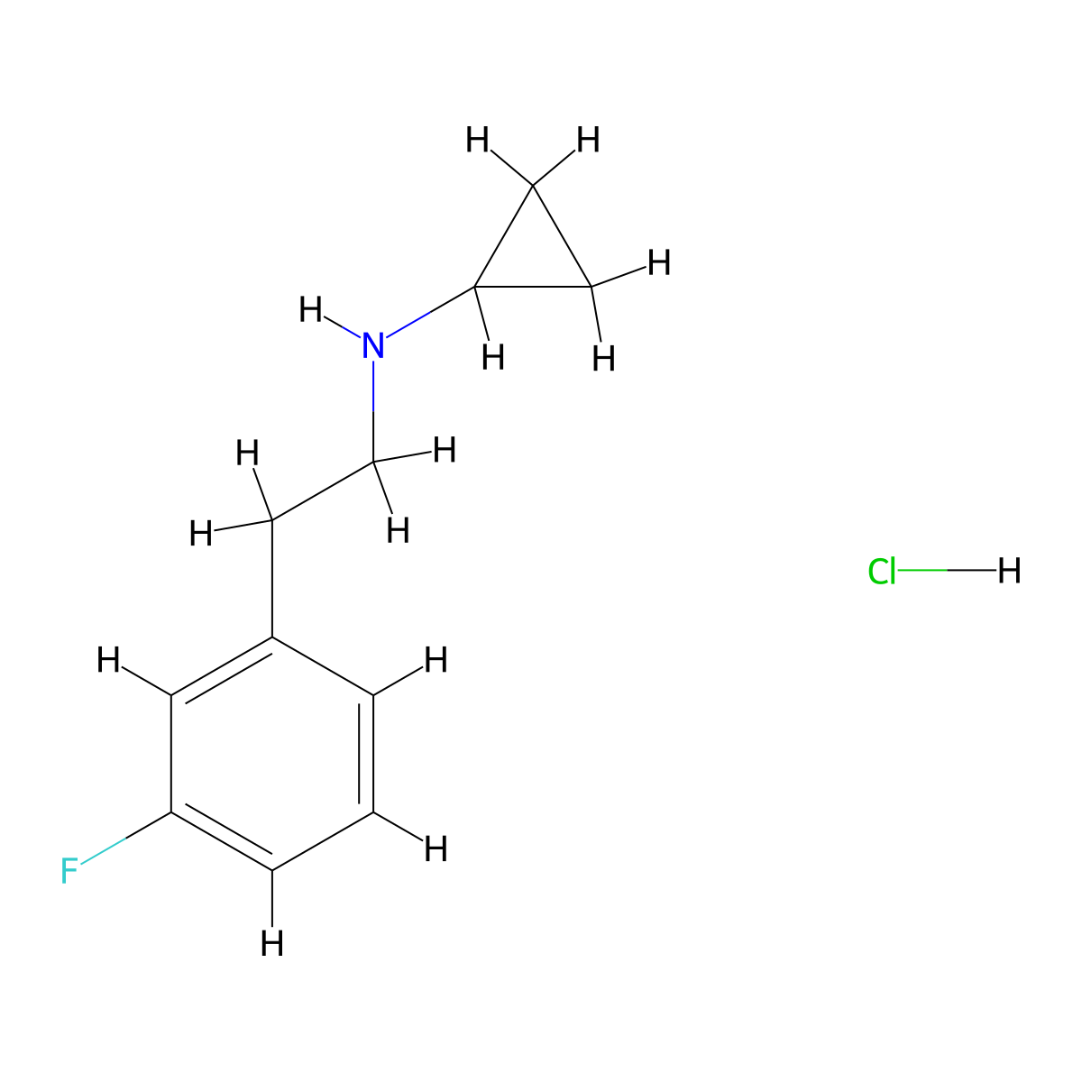 N-[2-(3-fluorophenyl)ethyl]cyclopropanamine hydrochloride molecular structure, CAS 1306606-25-6