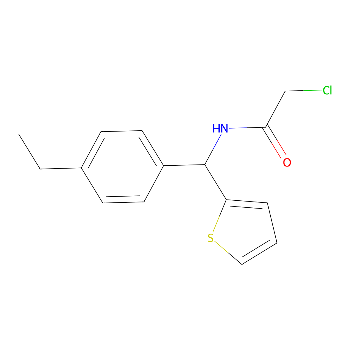 2-chloro-N-[(4-ethylphenyl)(thiophen-2-yl)methyl]acetamide molecular structure, CAS 1306606-26-7