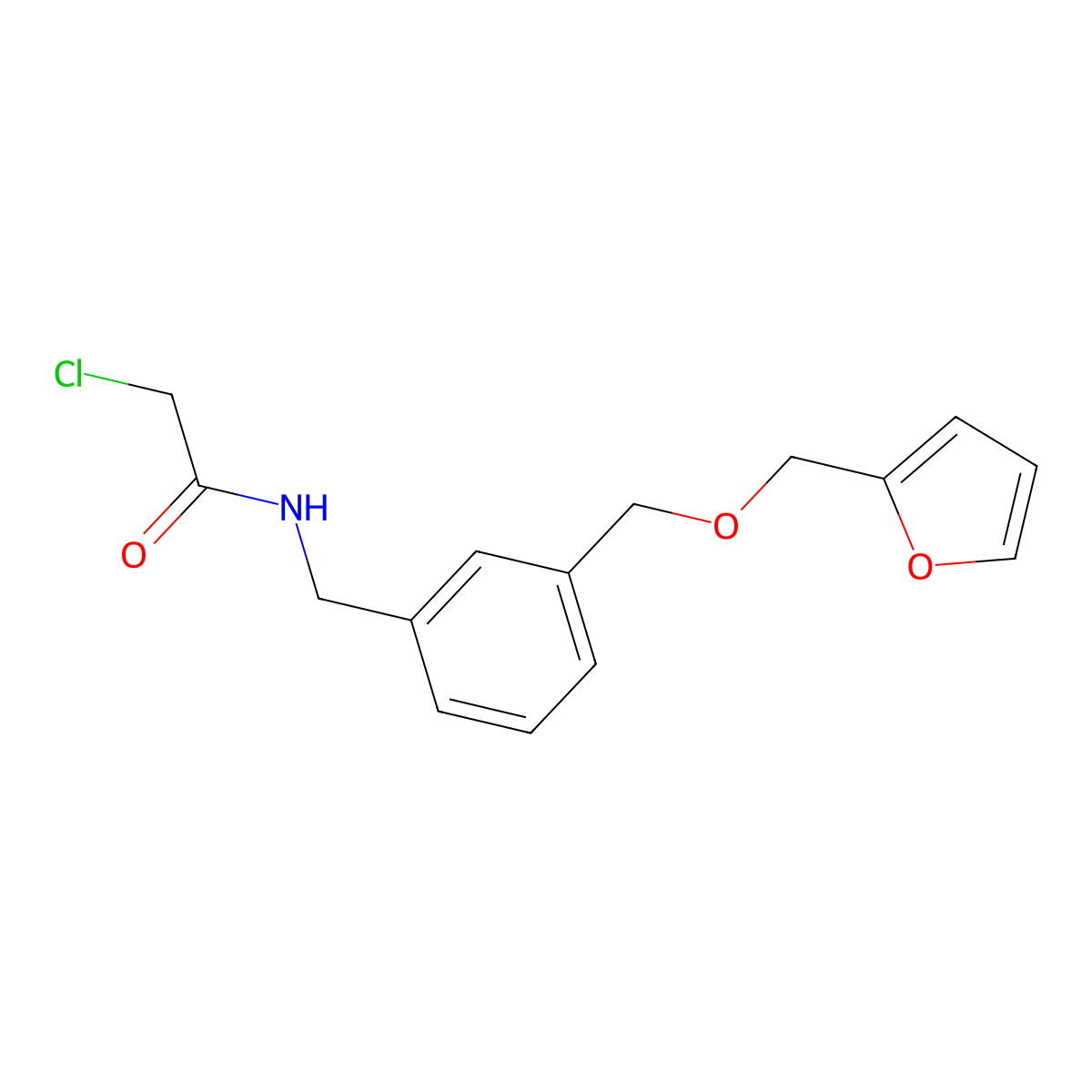 2-chloro-N-({3-[(furan-2-ylmethoxy)methyl]phenyl}methyl)acetamide molecular structure, CAS 1306606-27-8