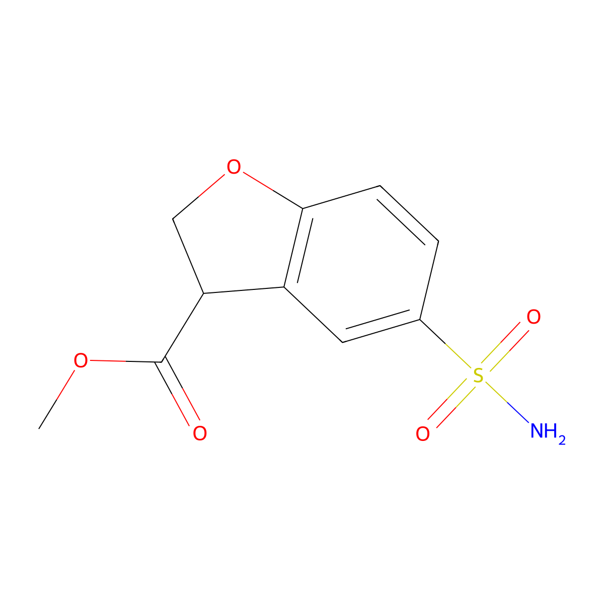 Methyl 5-sulfamoyl-2,3-dihydro-1-benzofuran-3-carboxylate molecular structure, CAS 1306606-29-0
