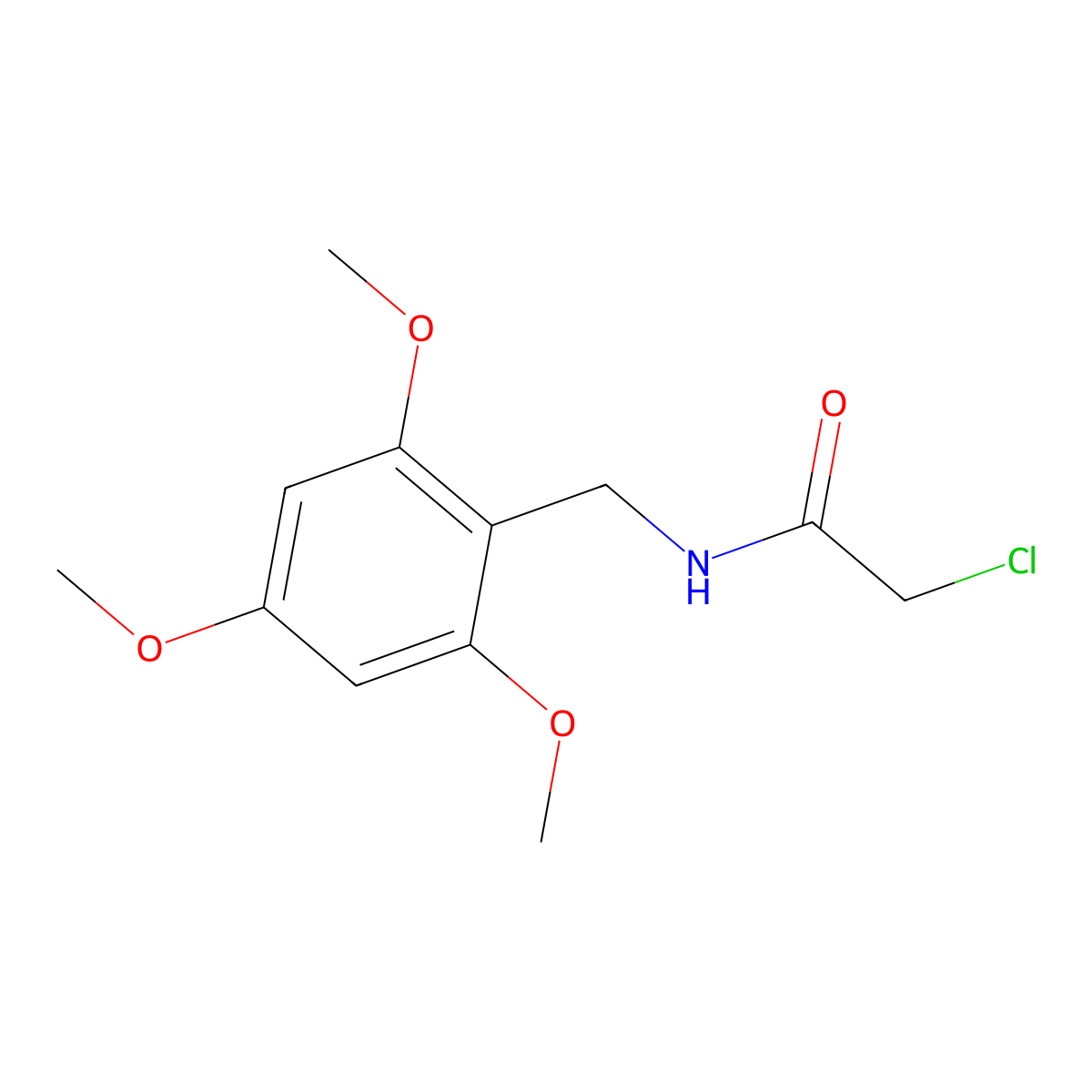 2-chloro-N-[(2,4,6-trimethoxyphenyl)methyl]acetamide molecular structure, CAS 1306606-37-0
