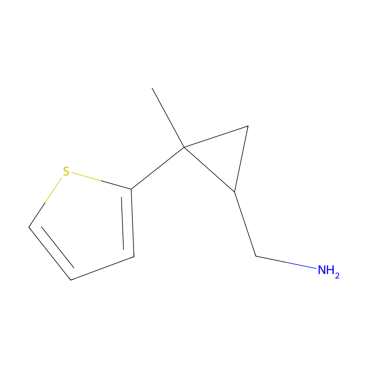 [2-Methyl-2-(thiophen-2-yl)cyclopropyl]methanamine molecular structure, CAS 1306606-39-2