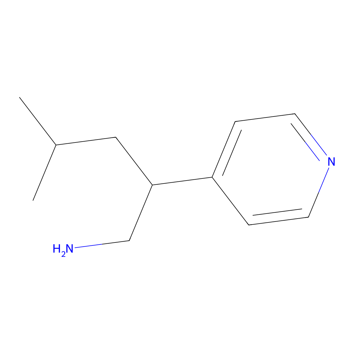 4-Methyl-2-(pyridin-4-yl)pentan-1-amine molecular structure, CAS 1306606-44-9