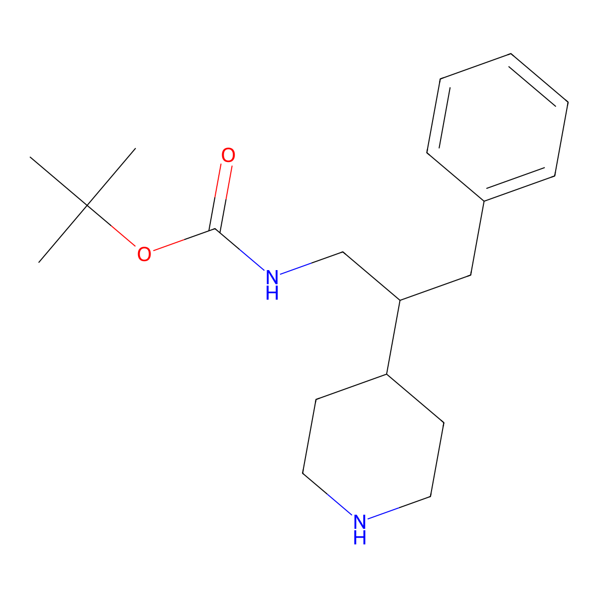 tert-butyl N-[3-phenyl-2-(piperidin-4-yl)propyl]carbamate molecular structure, CAS 1306606-45-0