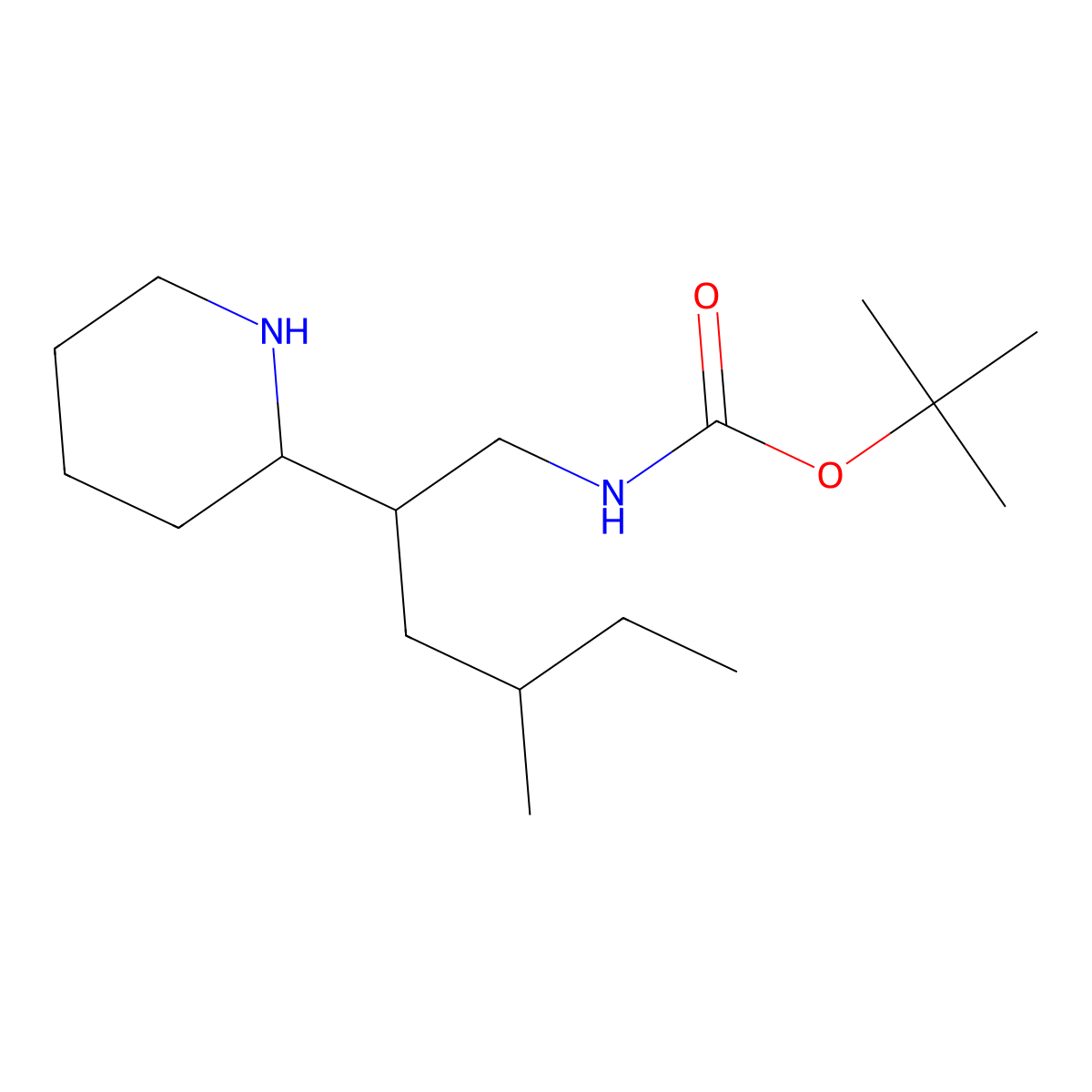 tert-butyl N-[4-methyl-2-(piperidin-2-yl)hexyl]carbamate molecular structure, CAS 1306606-46-1