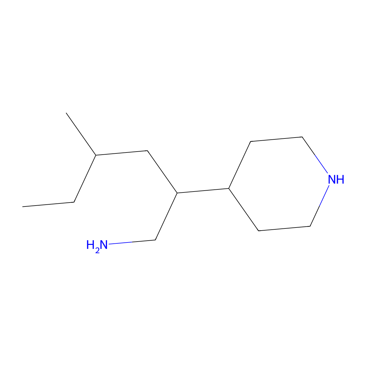 4-Methyl-2-(piperidin-4-yl)hexan-1-amine molecular structure, CAS 1306606-47-2