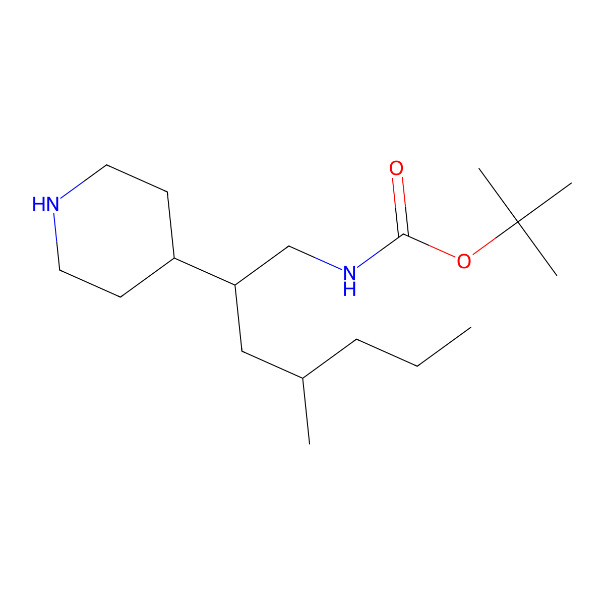 tert-butyl N-[4-methyl-2-(piperidin-4-yl)heptyl]carbamate molecular structure, CAS 1306606-51-8