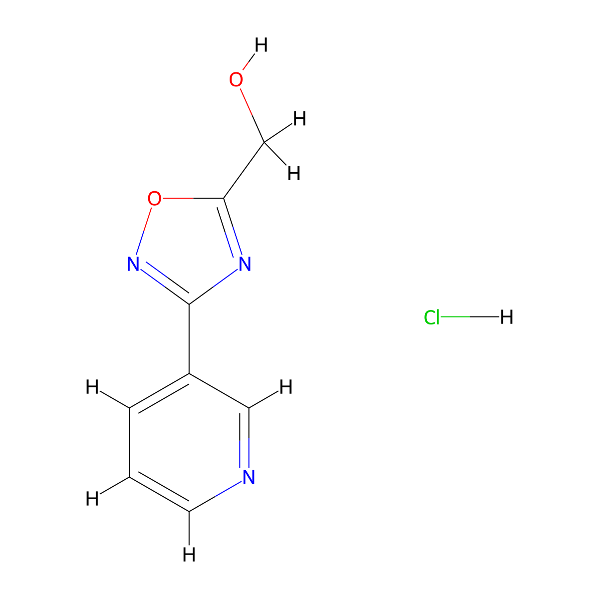 [3-(Pyridin-3-yl)-1,2,4-oxadiazol-5-yl]methanol hydrochloride molecular structure, CAS 1306606-52-9