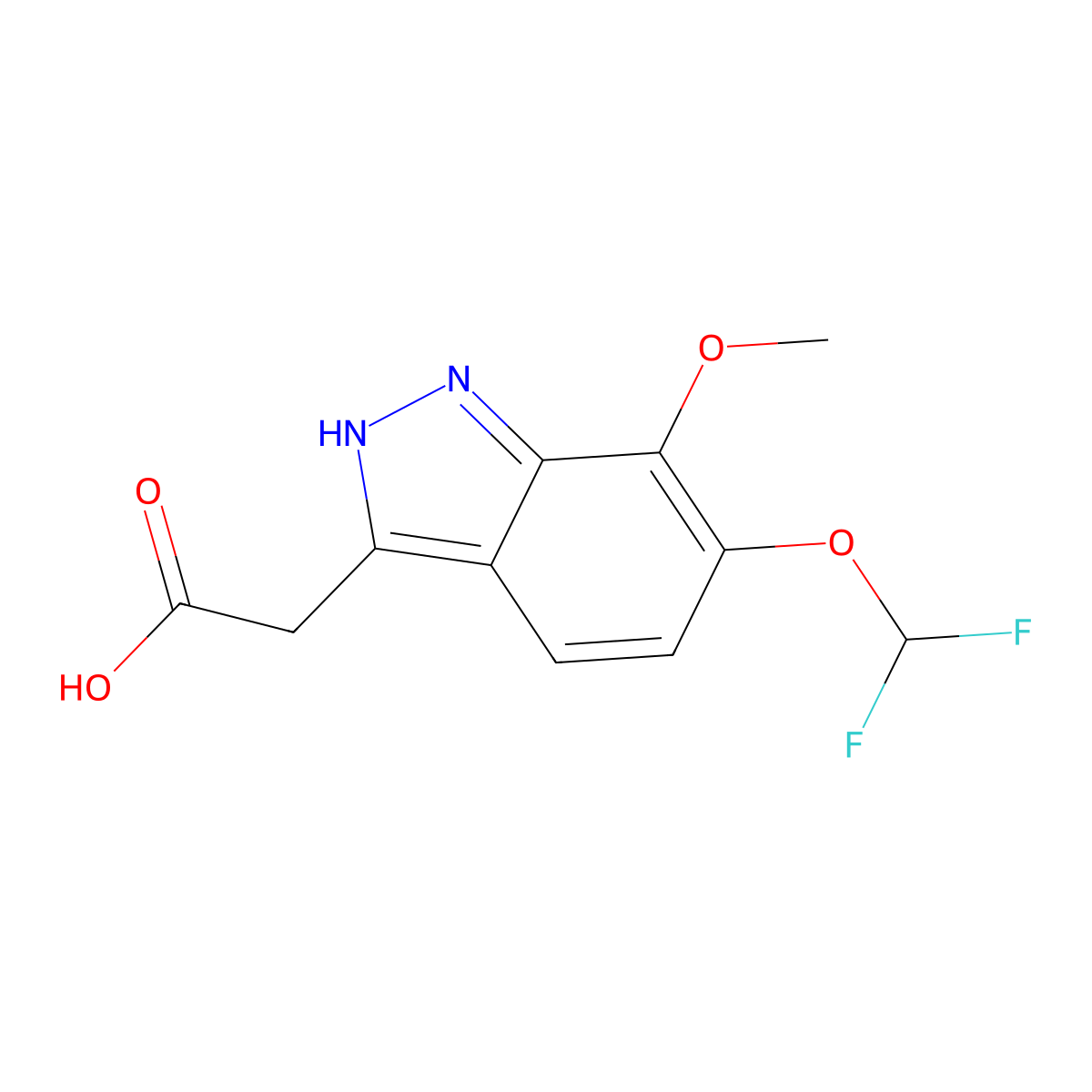 2-[6-(difluoromethoxy)-7-methoxy-1H-indazol-3-yl]acetic acid molecular structure, CAS 1306606-55-2