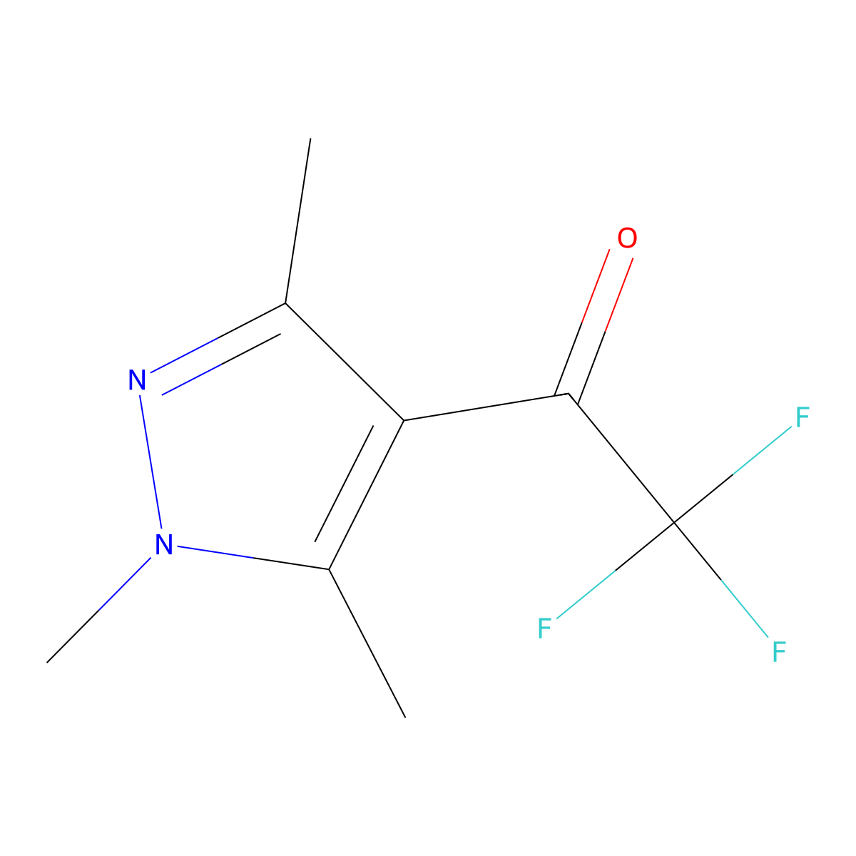 2,2,2-trifluoro-1-(trimethyl-1H-pyrazol-4-yl)ethan-1-one molecular structure, CAS 1306606-56-3