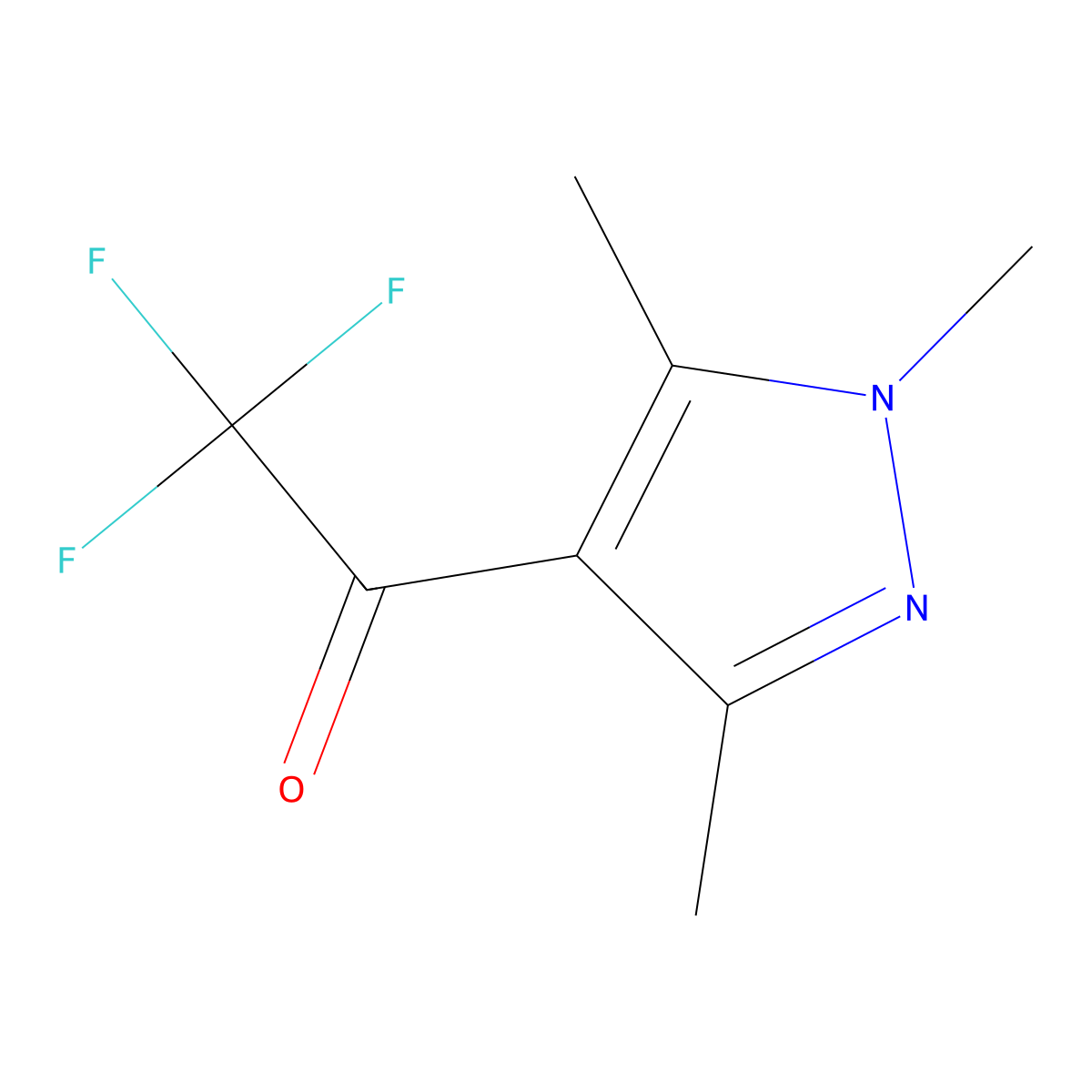 2,2,2-trifluoro-1-(trimethyl-1H-pyrazol-4-yl)ethan-1-one molecular structure, CAS 1306606-56-3