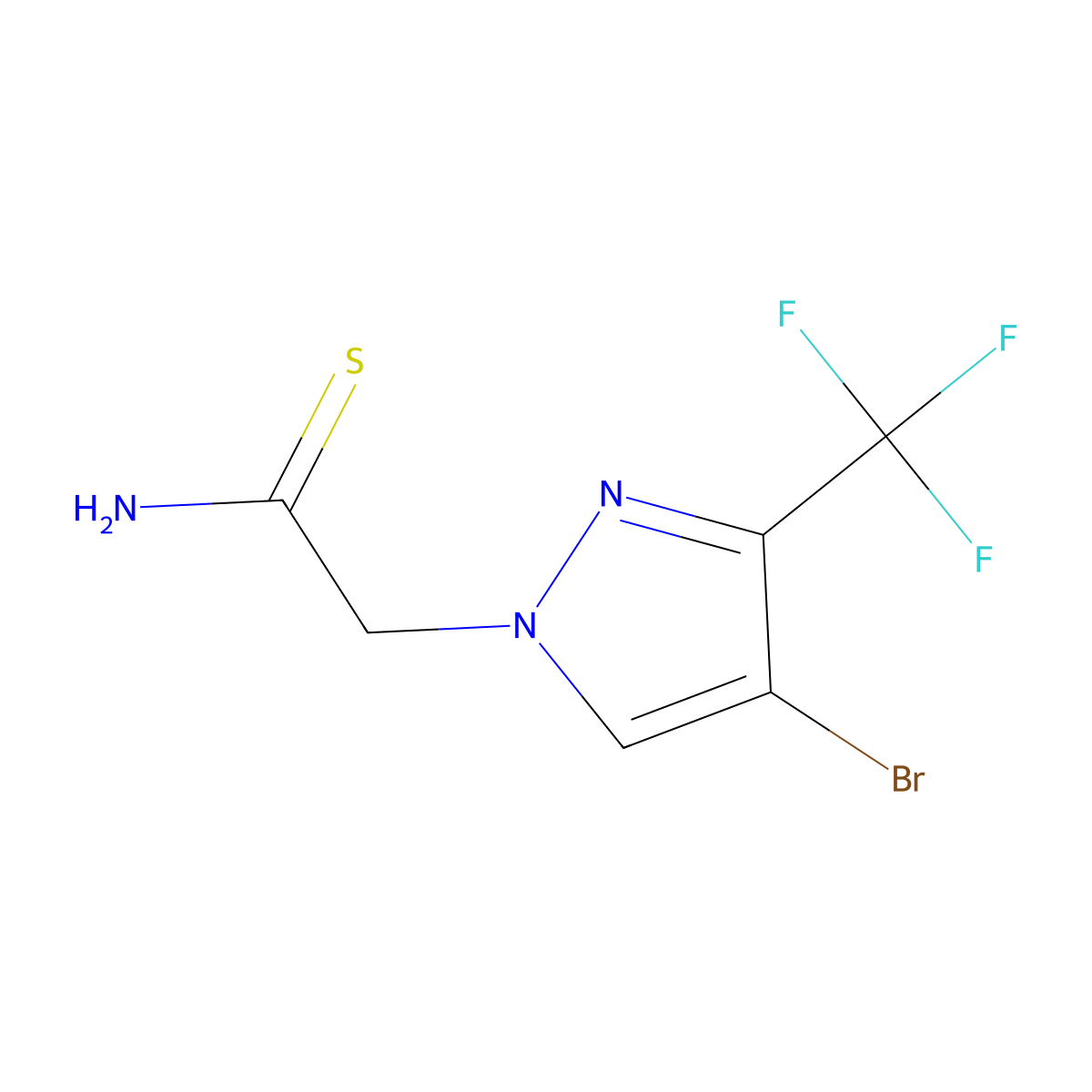 2-[4-bromo-3-(trifluoromethyl)-1H-pyrazol-1-yl]ethanethioamide molecular structure, CAS 1306606-60-9
