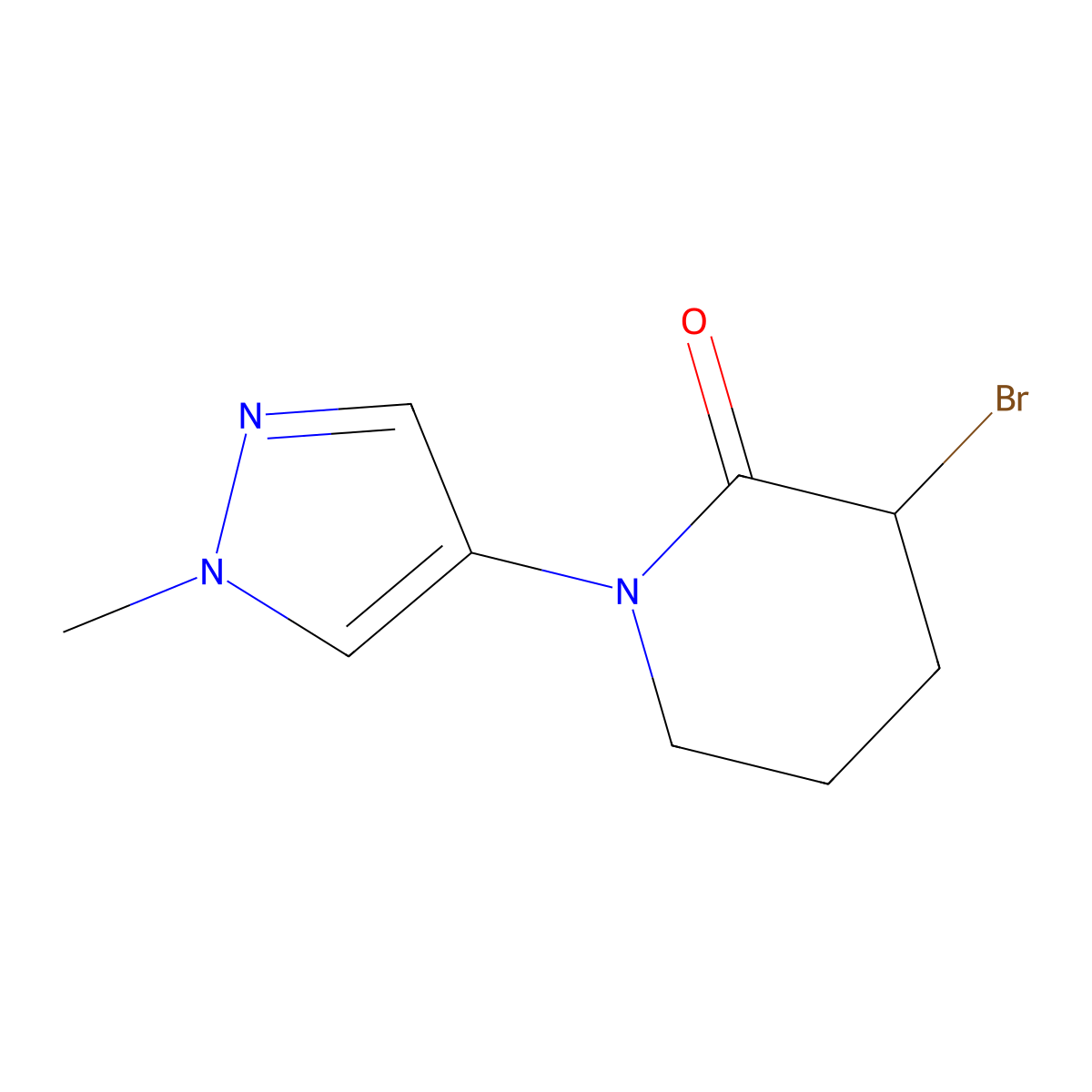 3-bromo-1-(1-methyl-1H-pyrazol-4-yl)piperidin-2-one molecular structure, CAS 1306606-63-2