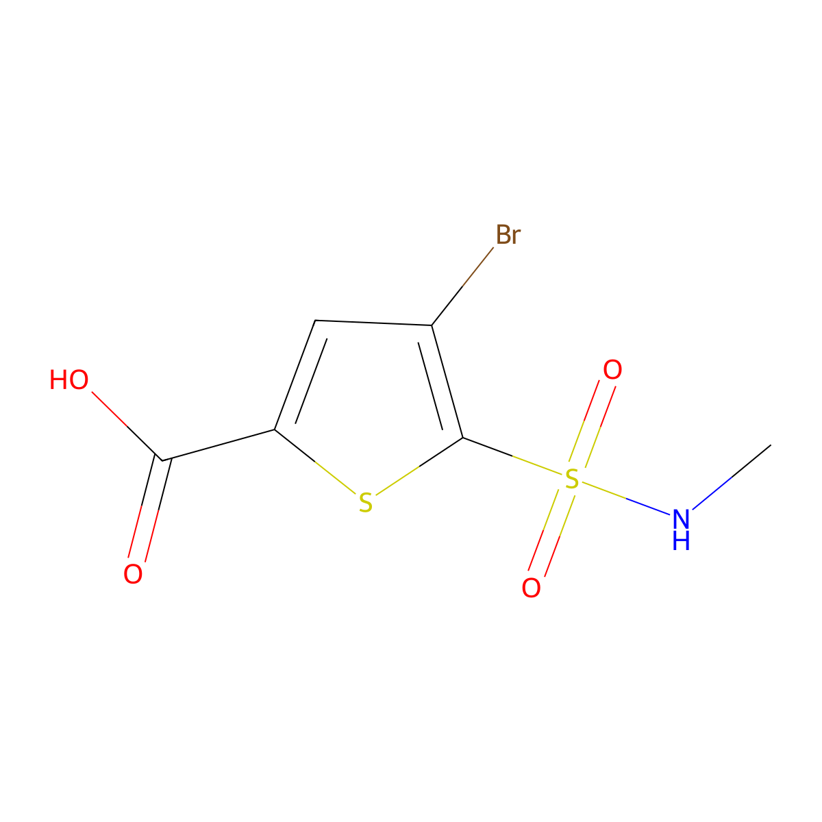 4-Bromo-5-(methylsulfamoyl)thiophene-2-carboxylic acid molecular structure, CAS 1306606-68-7