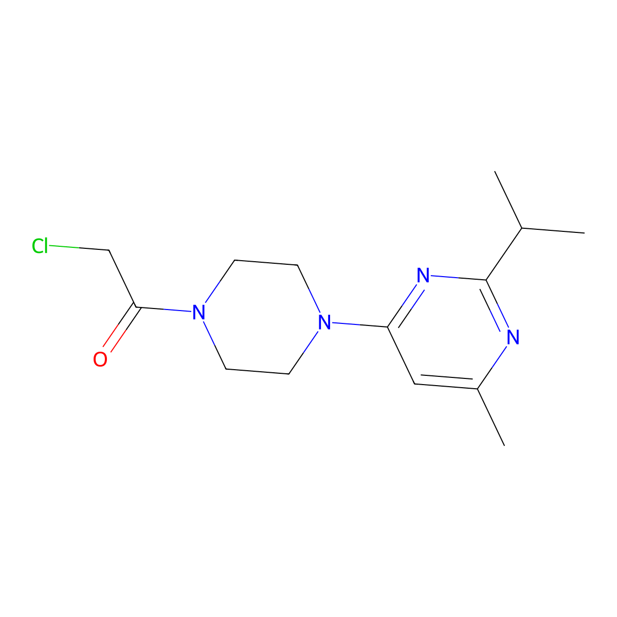 2-Chloro-1-{4-[6-methyl-2-(propan-2-yl)pyrimidin-4-yl]piperazin-1-yl}ethan-1-one molecular structure, CAS 1306606-72-3