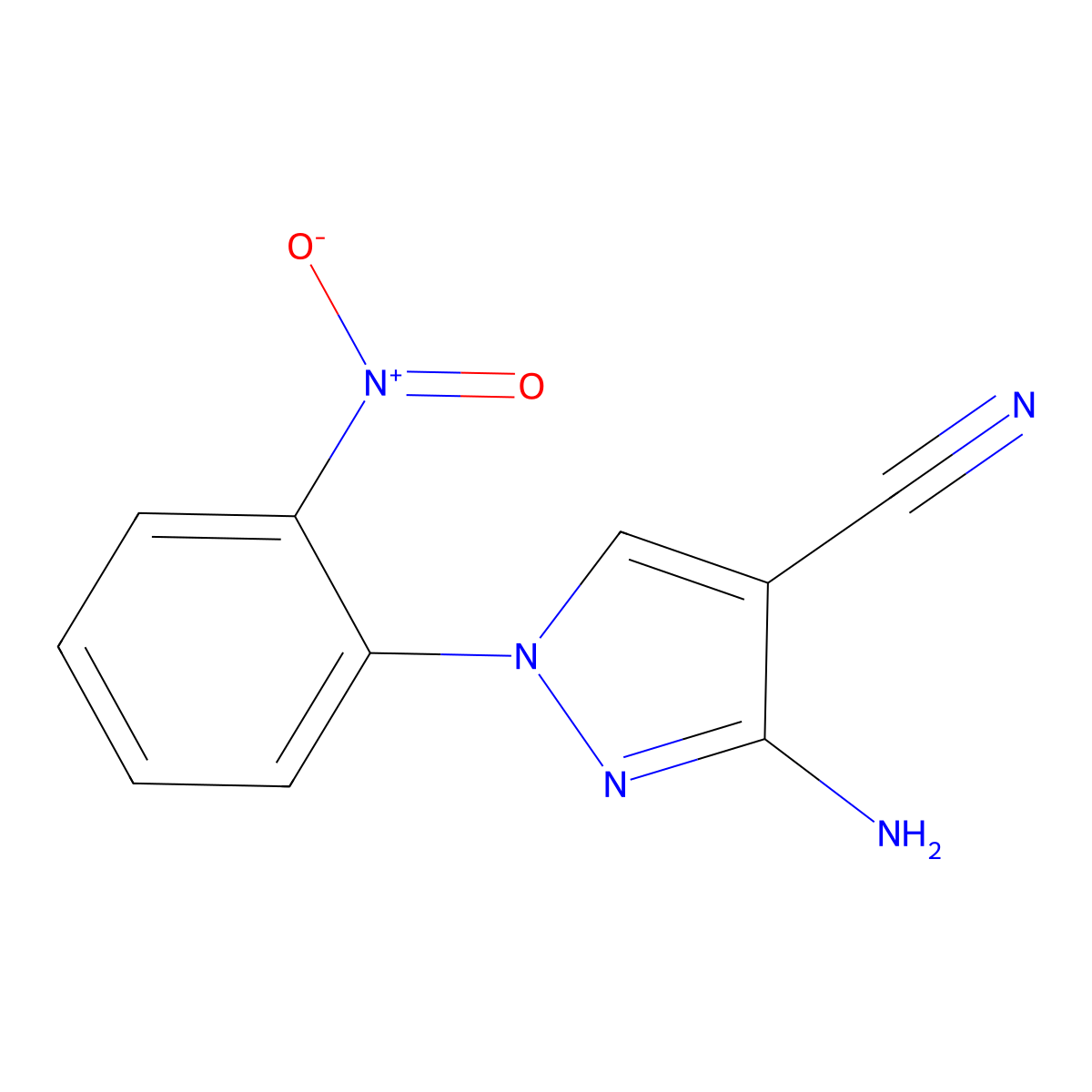 3-amino-1-(2-nitrophenyl)-1H-pyrazole-4-carbonitrile molecular structure, CAS 1306606-73-4