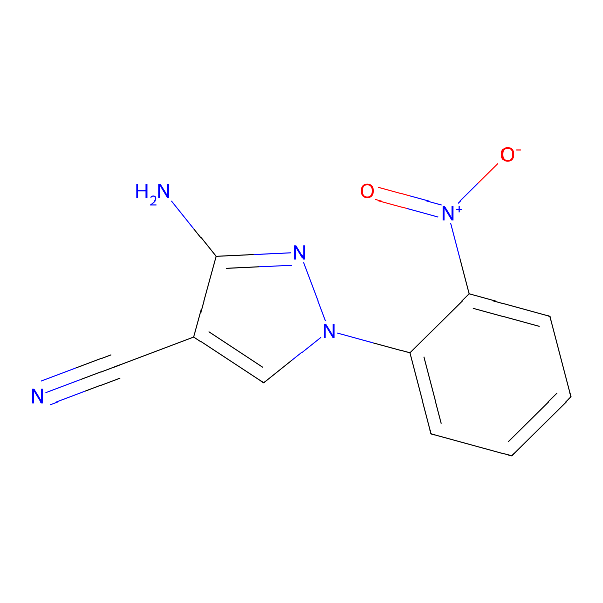 3-amino-1-(2-nitrophenyl)-1H-pyrazole-4-carbonitrile molecular structure, CAS 1306606-73-4