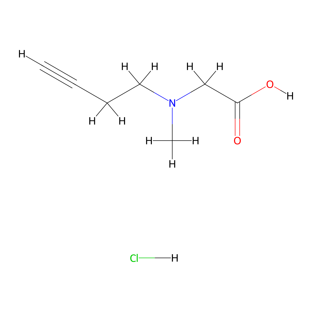 2-[(But-3-yn-1-yl)(methyl)amino]acetic acid hydrochloride molecular structure, CAS 1306606-74-5