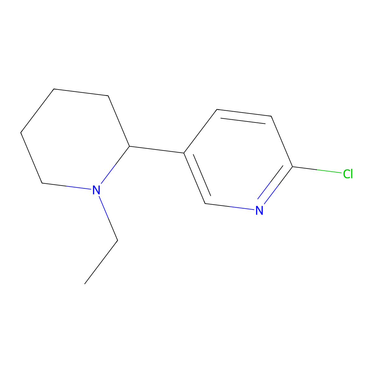 2-Chloro-5-(1-ethylpiperidin-2-yl)pyridine molecular structure, CAS 1306606-79-0