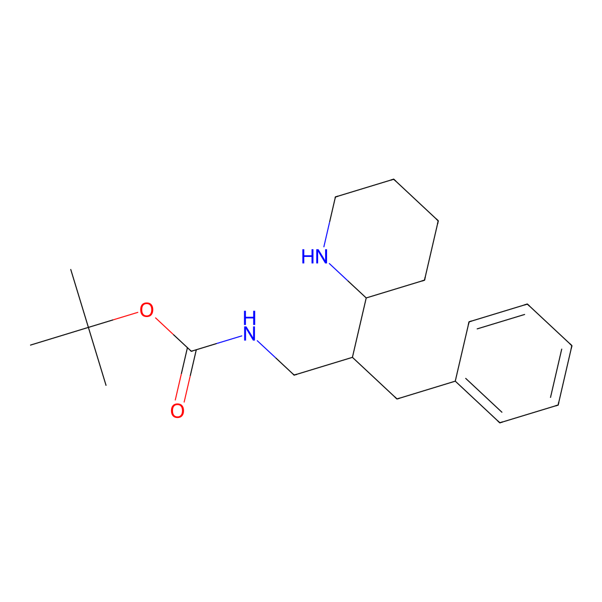 tert-butyl N-[3-phenyl-2-(piperidin-2-yl)propyl]carbamate molecular structure, CAS 1306606-80-3