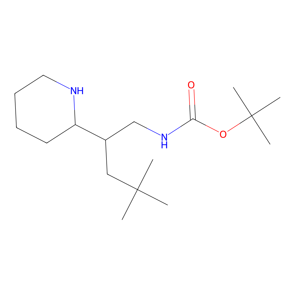 tert-butyl N-[4,4-dimethyl-2-(piperidin-2-yl)pentyl]carbamate molecular structure, CAS 1306606-81-4