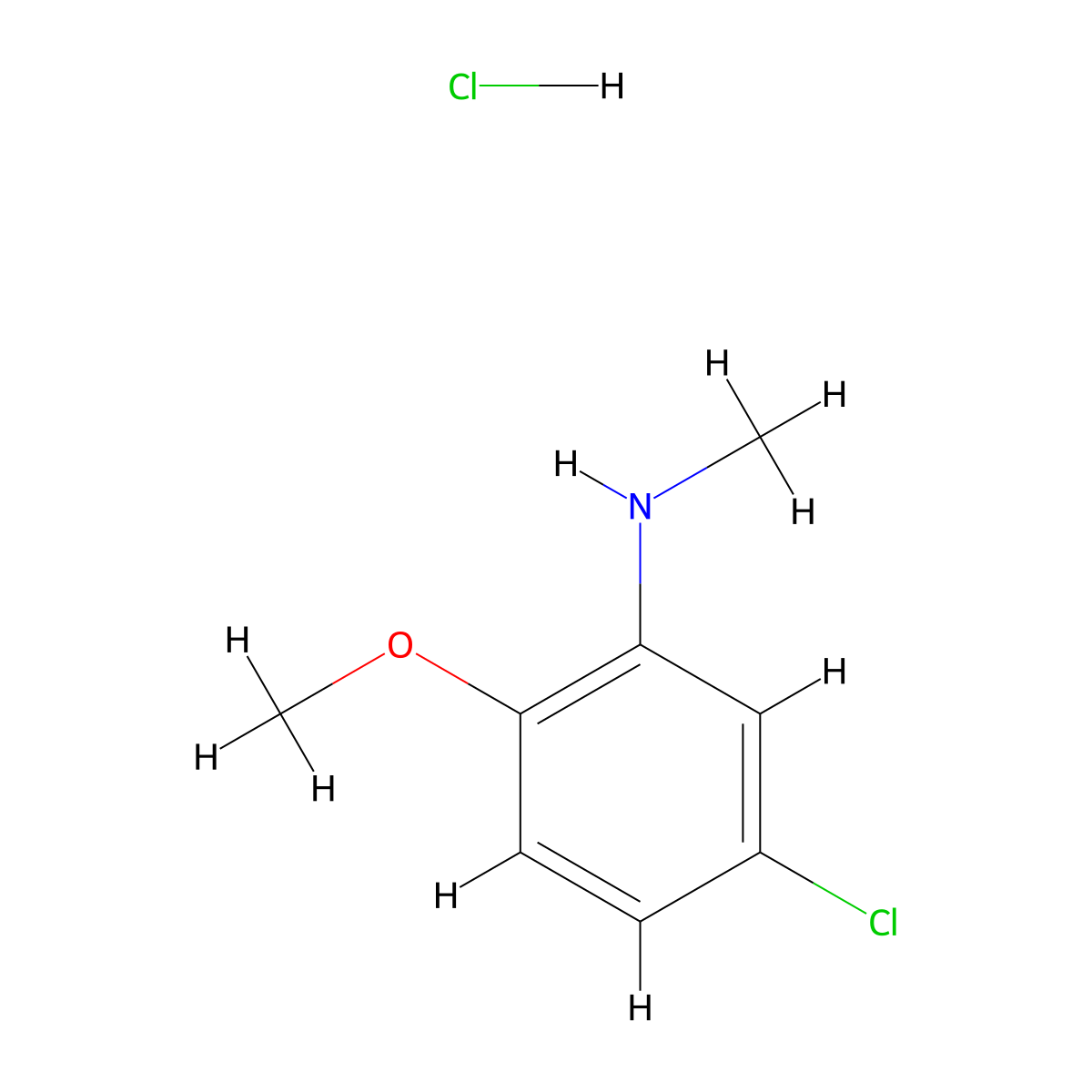 5-chloro-2-methoxy-N-methylaniline hydrochloride molecular structure, CAS 1306606-86-9