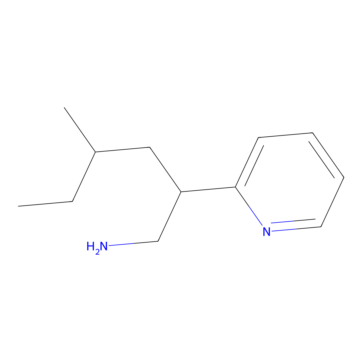 4-Methyl-2-(pyridin-2-yl)hexan-1-amine molecular structure, CAS 1306606-98-3