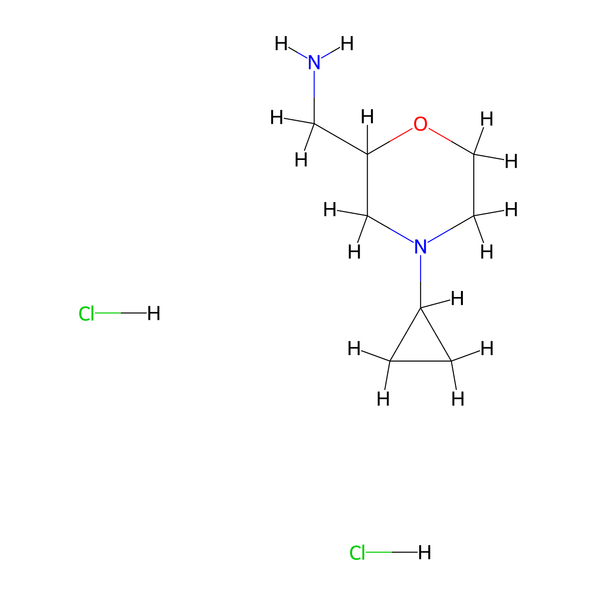 (4-Cyclopropylmorpholin-2-yl)methanamine dihydrochloride molecular structure, CAS 1306607-05-5