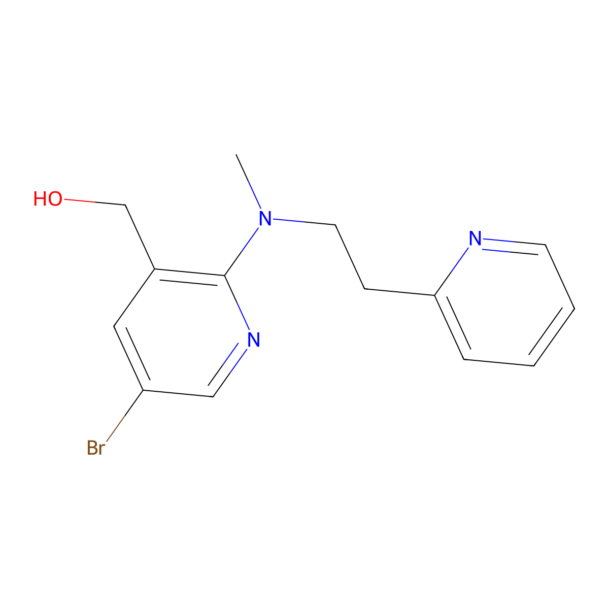(5-Bromo-2-{methyl[2-(pyridin-2-yl)ethyl]amino}pyridin-3-yl)methanol molecular structure, CAS 1306607-07-7