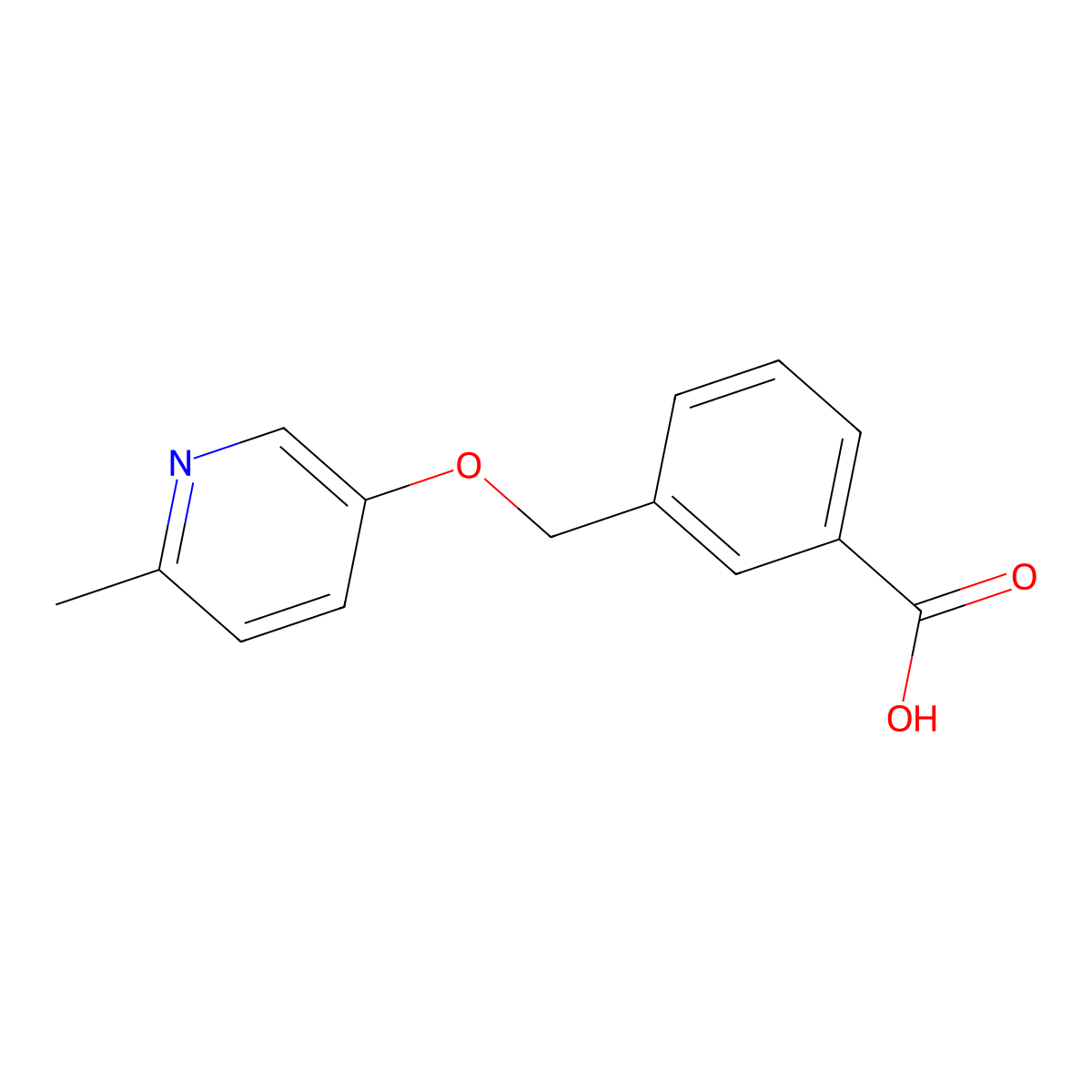 3-{[(6-Methylpyridin-3-yl)oxy]methyl}benzoic acid molecular structure, CAS 1306607-09-9