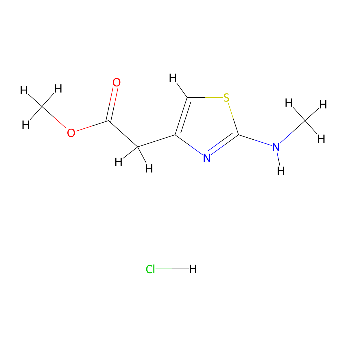 Methyl 2-[2-(methylamino)-1,3-thiazol-4-yl]acetate hydrochloride molecular structure, CAS 1306607-11-3