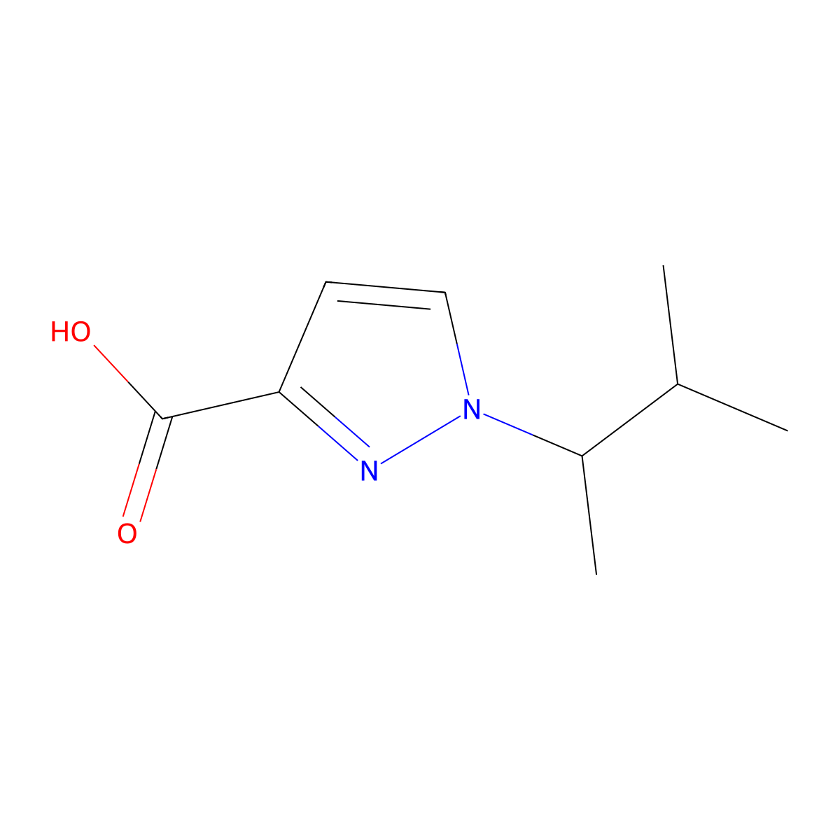 1-(3-methylbutan-2-yl)-1H-pyrazole-3-carboxylic acid molecular structure, CAS 1306607-12-4