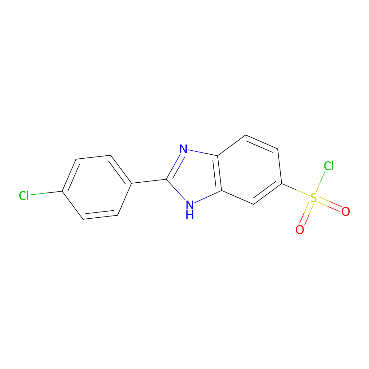 2-(4-chlorophenyl)-1H-1,3-benzodiazole-5-sulfonyl chloride molecular structure, CAS 1306607-18-0