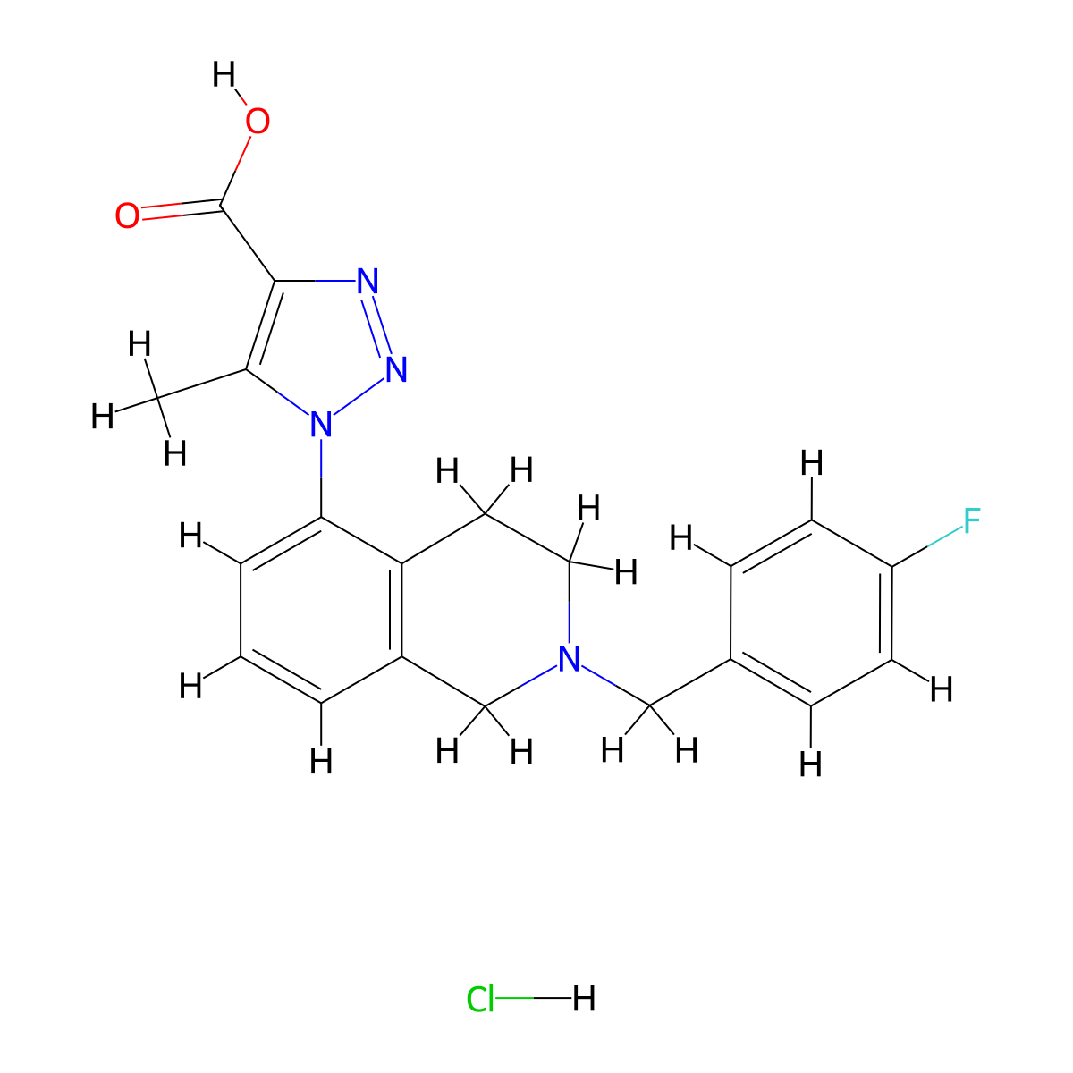 1-{2-[(4-fluorophenyl)methyl]-1,2,3,4-tetrahydroisoquinolin-5-yl}-5-methyl-1H-1,2,3-triazole-4-carboxylic acid hydrochloride molecular structure, CAS 1306607-19-1