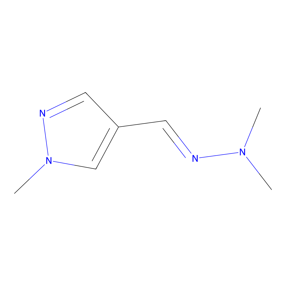4-[(dimethylhydrazin-1-ylidene)methyl]-1-methyl-1H-pyrazole molecular structure, CAS 1306615-54-2