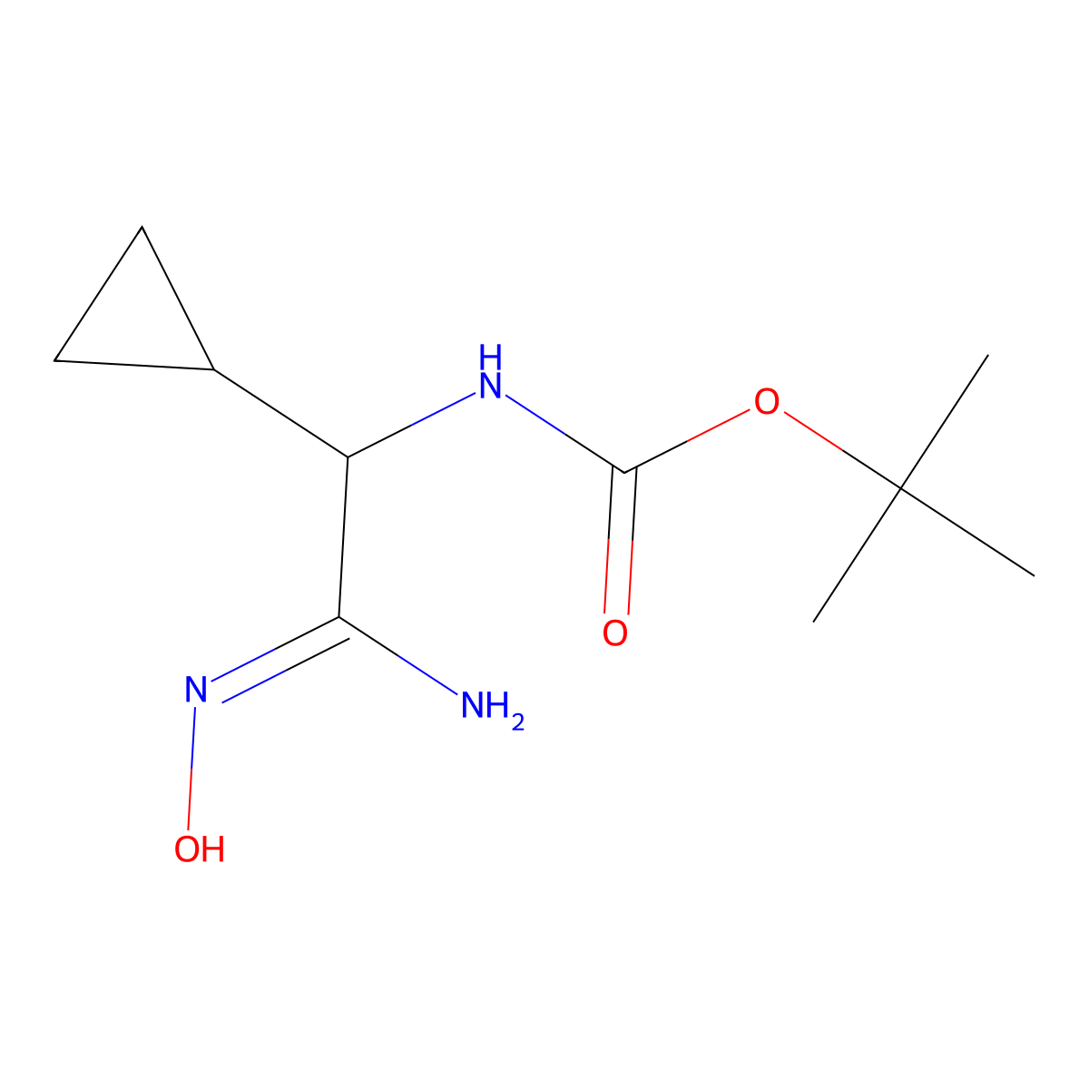 tert-butyl N-[cyclopropyl(N'-hydroxycarbamimidoyl)methyl]carbamate molecular structure, CAS 1306615-55-3
