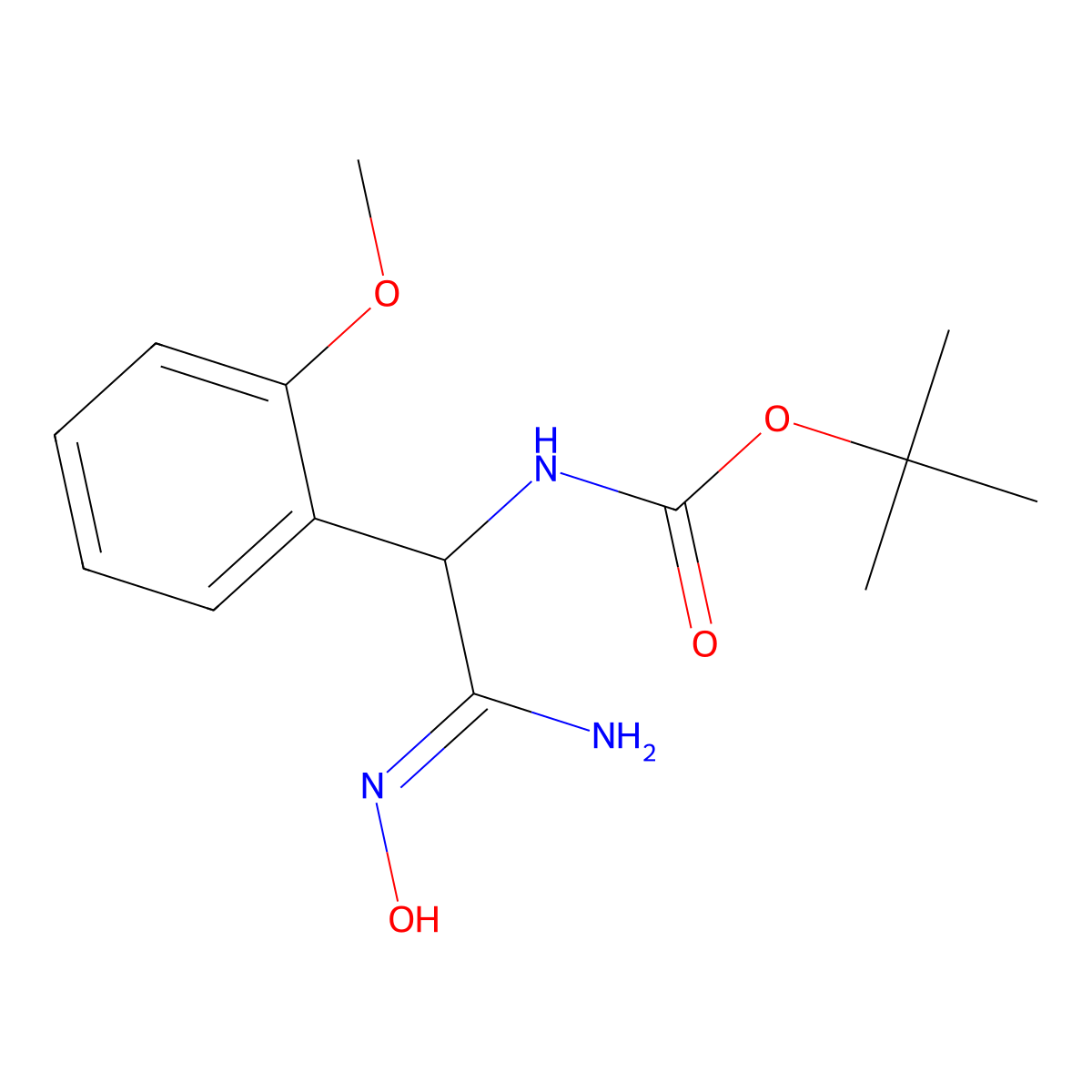tert-butyl N-[(N'-hydroxycarbamimidoyl)(2-methoxyphenyl)methyl]carbamate molecular structure, CAS 1306615-56-4