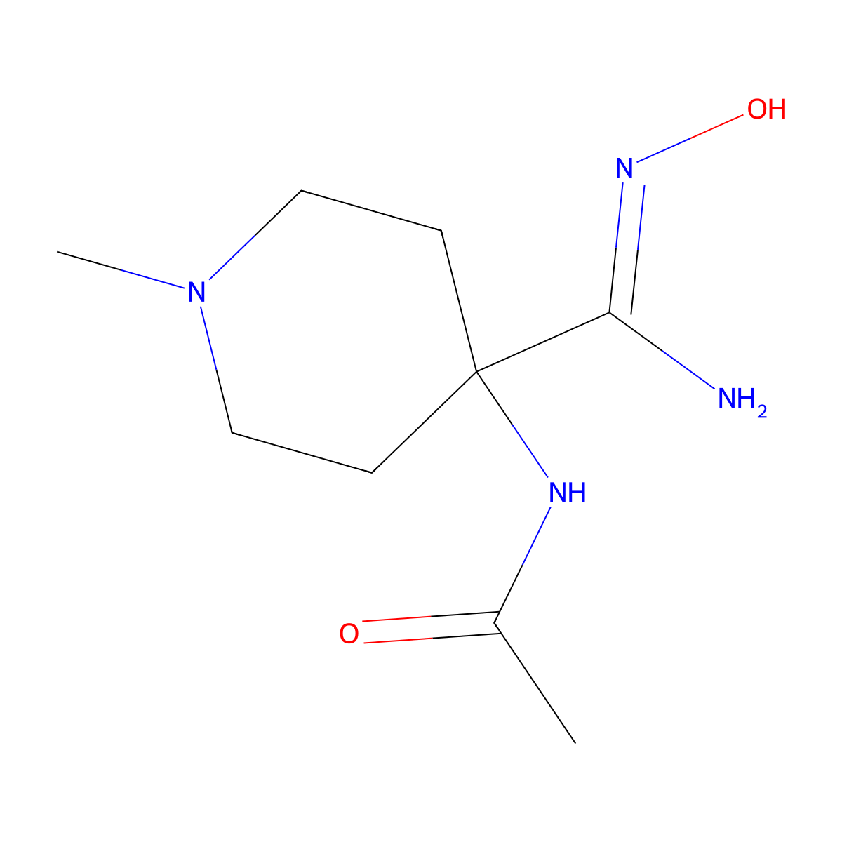 N-[4-(N'-hydroxycarbamimidoyl)-1-methylpiperidin-4-yl]acetamide molecular structure, CAS 1306615-58-6
