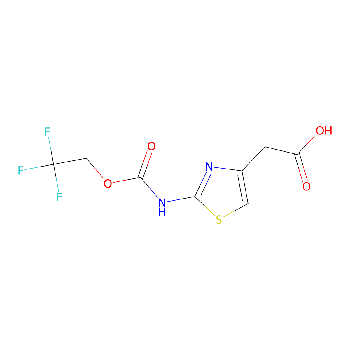 2-(2-{[(2,2,2-Trifluoroethoxy)carbonyl]amino}-1,3-thiazol-4-yl)acetic acid molecular structure, CAS 1306644-88-1