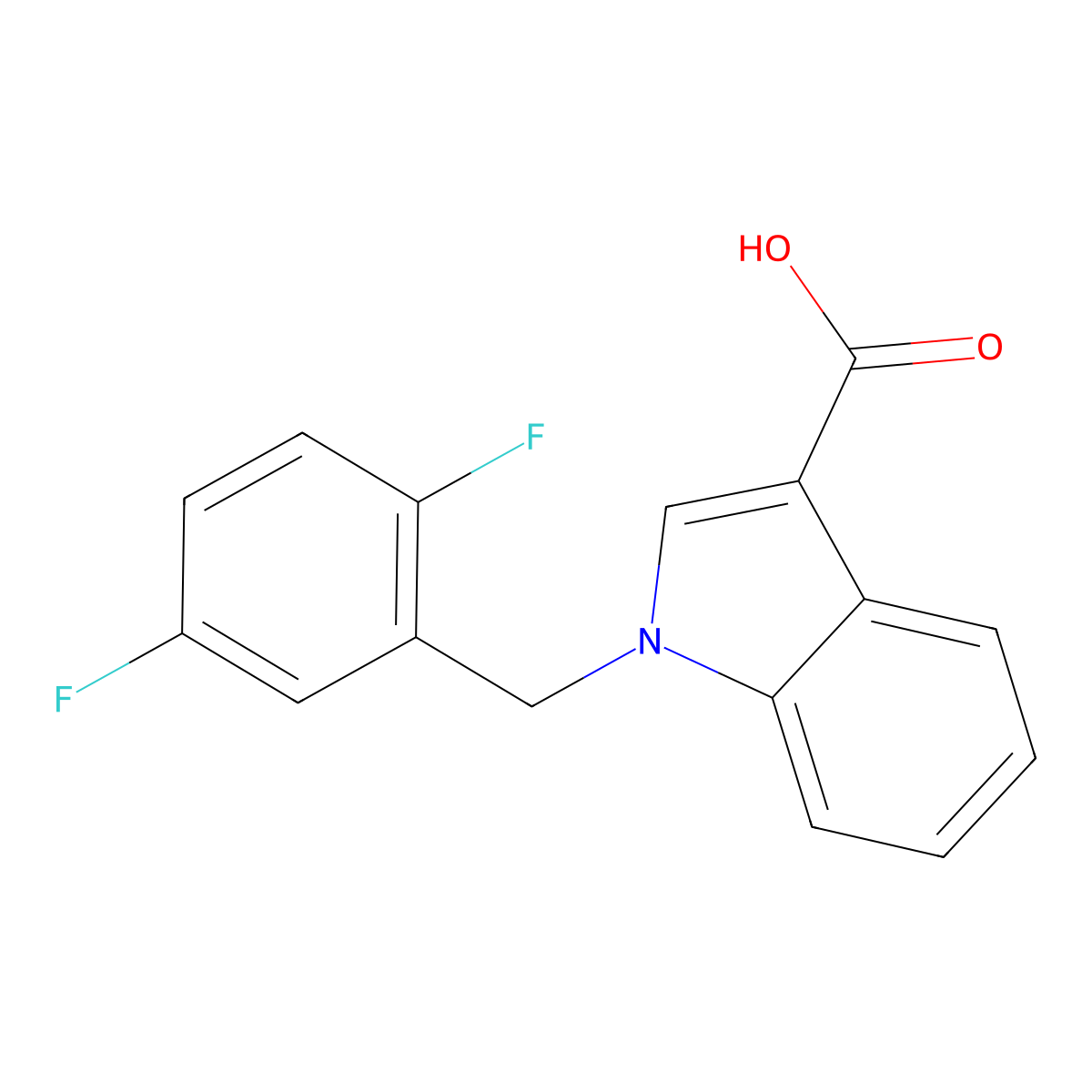 1-(2,5-difluorobenzyl)-1H-indole-3-carboxylic acid molecular structure, CAS 1306694-47-2