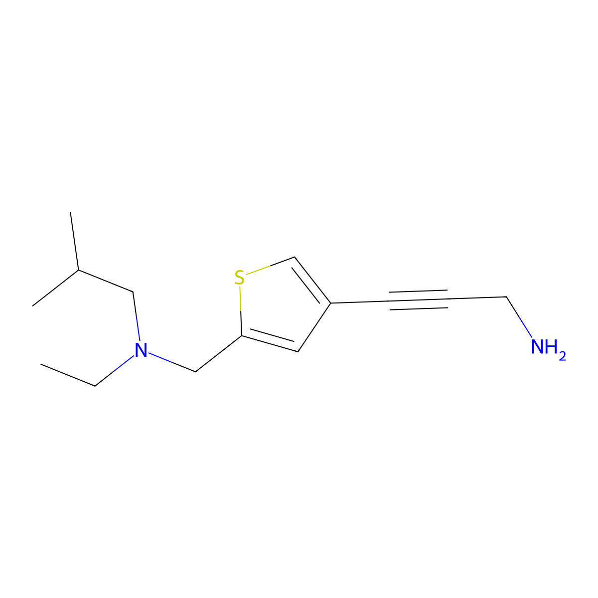 3-(5-((Ethyl(isobutyl)amino)methyl)thiophen-3-yl)prop-2-yn-1-amine molecular structure, CAS 1306695-04-4