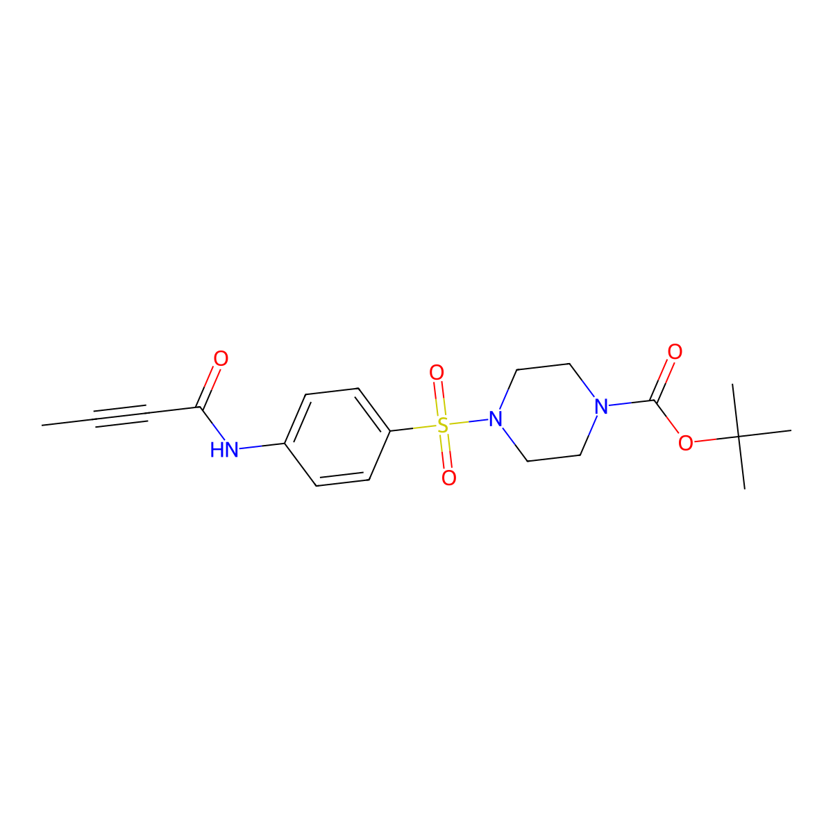 4-[4-(1-Oxo-but-2-ynylamino)-benzenesulfonyl]-piperazine-1-carboxylic acid tert-butyl ester molecular structure, CAS 1306722-76-8